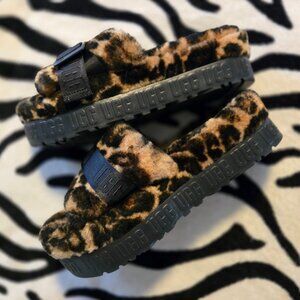 UGG Fluffita Panther/Animal/Leopard/Cheetah Platform Slipper/Sandal/Slide NWOB